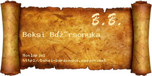 Beksi Bársonyka névjegykártya